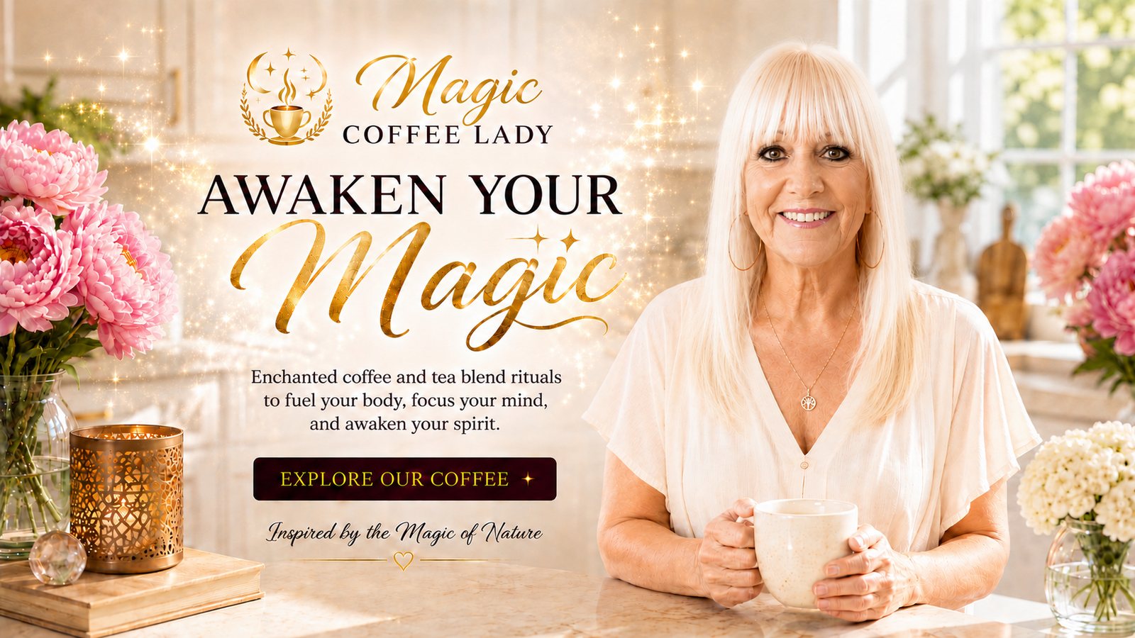 Magic Coffee Lady — Awaken Your Magic. Enchanted coffee and tea blend rituals with an Explore our coffee button.